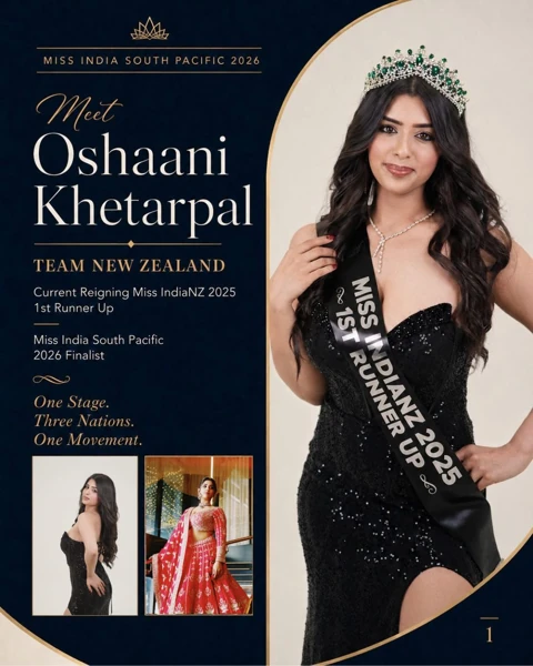 Oshaani Khetarpal, Team New Zealand, official contestant profile cover