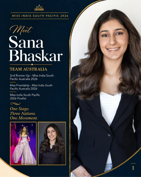 Sana Bhaskar, Team Australia, official contestant profile cover