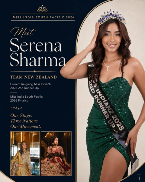 Serena Sharma, Team New Zealand, official contestant profile cover